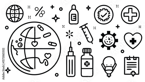 Global health medical symbols and icons medical icons healthcare