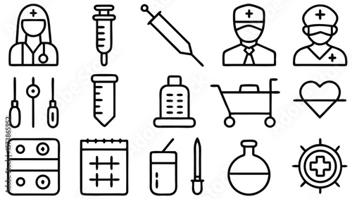 Medical professionals medical equipment laboratory supplies and health symbols medical icons healthcare