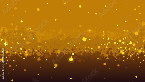 Golden Christmas lights shimmer on an abstract background with effervescent bubbles, creating a festive and bright winter celebration