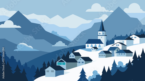 winter landscape with mountains