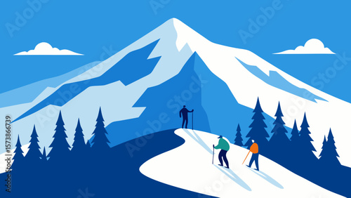 winter mountain landscape with snow