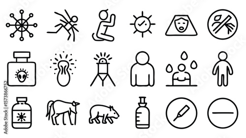 Disease icons depicting infection transmission prevention and treatment vector