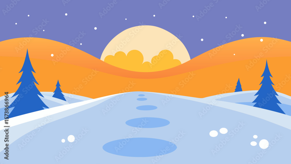 Naklejka premium winter landscape vector illustration