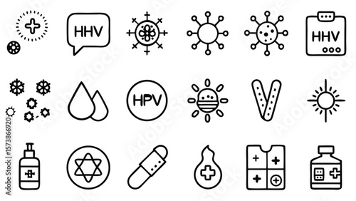 Medical symbols virus health care icons vector