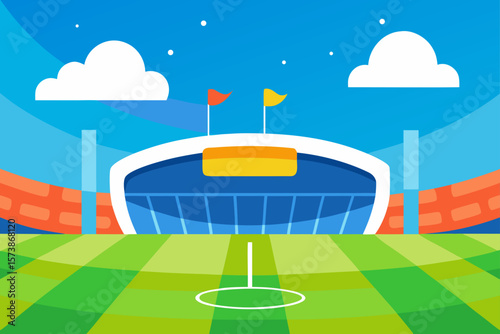Vibrant Stadium Illustration A Colorful Sporting Venue Design