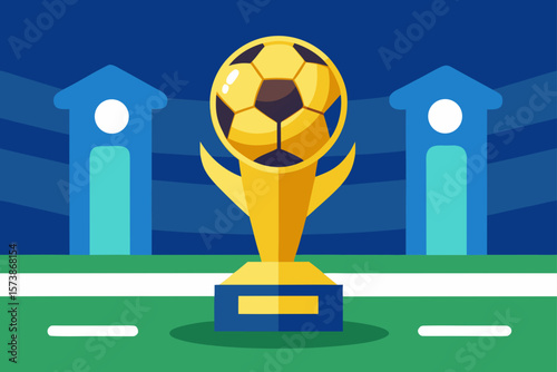 Golden Soccer Trophy Celebrating Victory on the Football Field