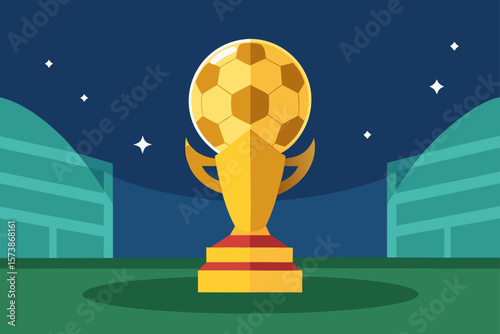 Golden Trophy Celebrating Victory in Soccer