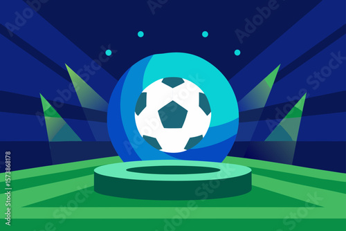 Soccer Stadium Spotlight Championship Trophy Celebration Design