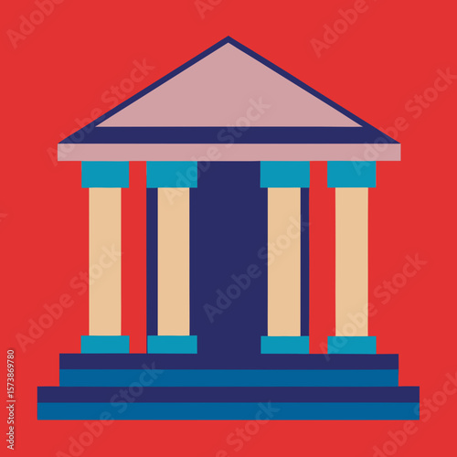 Pillar Bank Building Icon Art