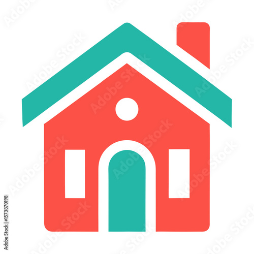 Home Icon With Roof And Door Design