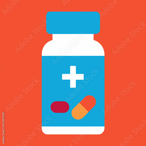 Medicine Bottle With Pills Icon