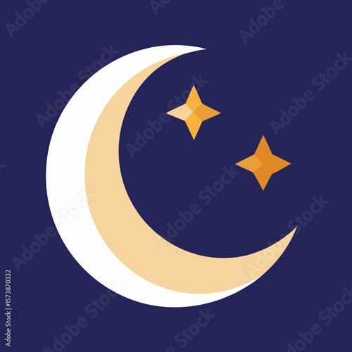 Moon With Stars Icon Illustration