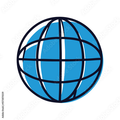 A blue globe icon isolated on white background
