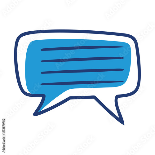 A blue speech bubble isolated on white background