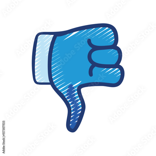 A blue thumbs down gesture indicating dislike, isolated on white background