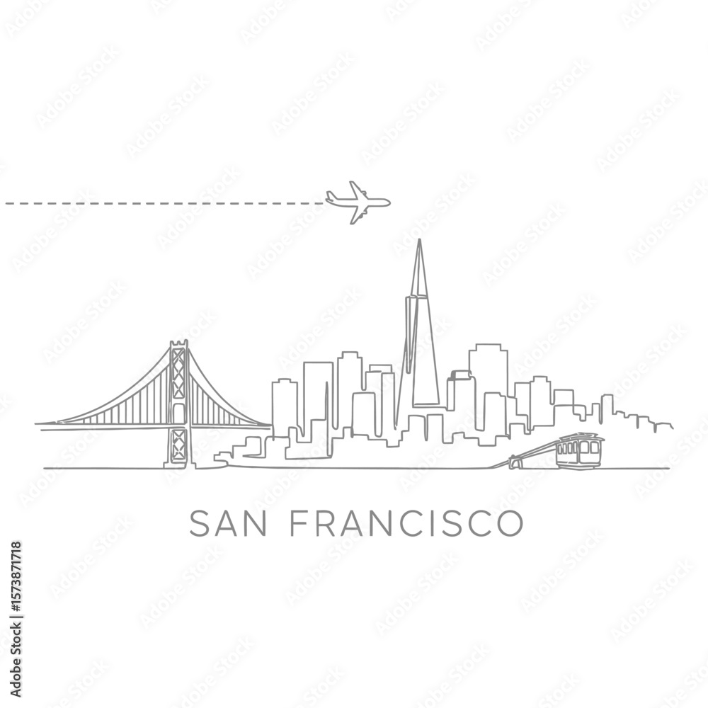 Obraz premium San Francisco Skyline Travel Illustration.