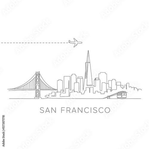 San Francisco Skyline Travel Illustration.