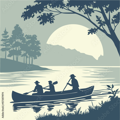 Rowing-silhouette Adobe Illustrator Artwork