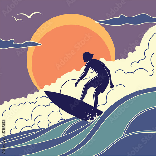 Surfing-silhouette Adobe Illustrator Artwork