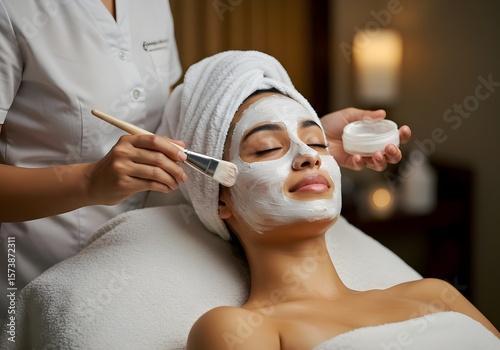 Esthetician Performing Facial Treatment in Spa