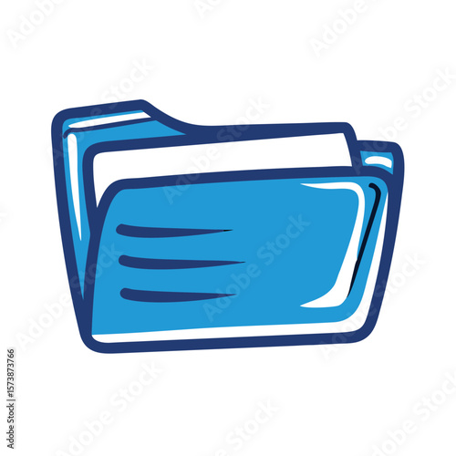 Blue folder with documents isolated on white background