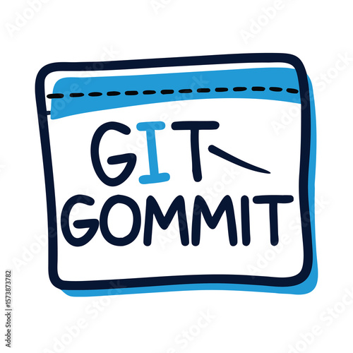 Git gommit message isolated on white background