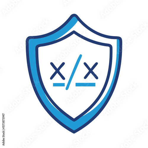 Illustration of a shield with error symbol isolated on white background