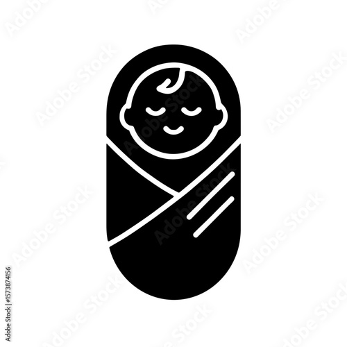 Swaddled baby icon in filled style — newborn wrapped in blanket