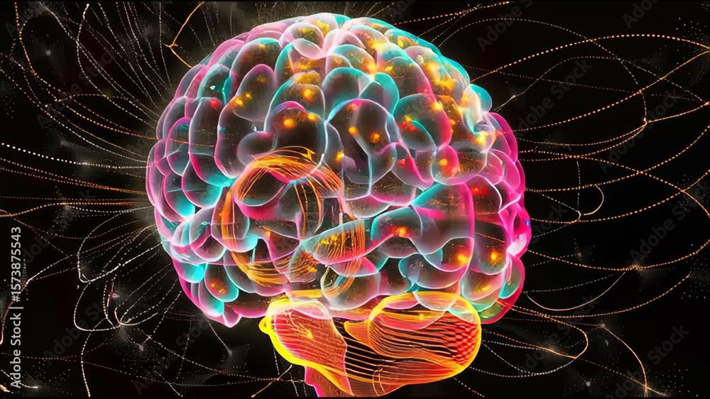 Brain Streams AI-Crafted Surreal Profile of a Brain Silhouette Emitting Fluid Rainbow ...