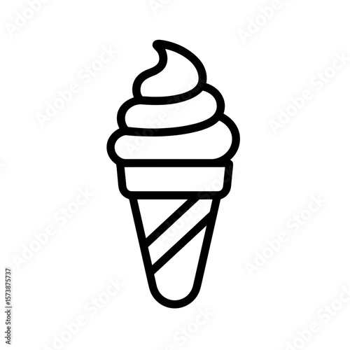 Toy ice cream cone icon in outline style — pretend food for kids