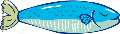 Fisherman Aesthetic Sardines Clipart . Cute Hand Drawn Seafood Illustrations. Summer Coastal Kitchen Cliparts