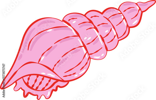 Pink seashell vector illustration