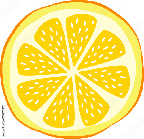 Vector illustration of a fresh, juicy lemon fruit with slices, perfect for citrus food and drink designs