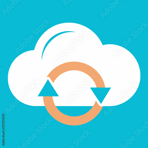 Syncing Cloud Symbol On White