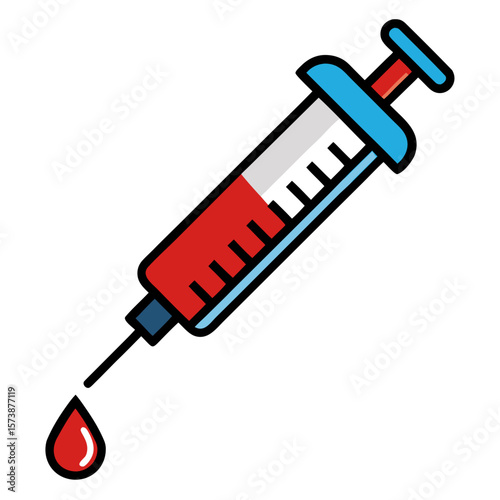 Medical Syringe With Droplet Illustration
