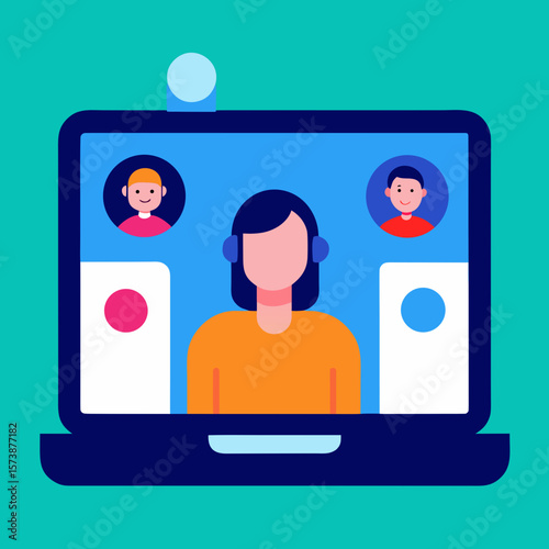 Video Conference Call Screen Vector