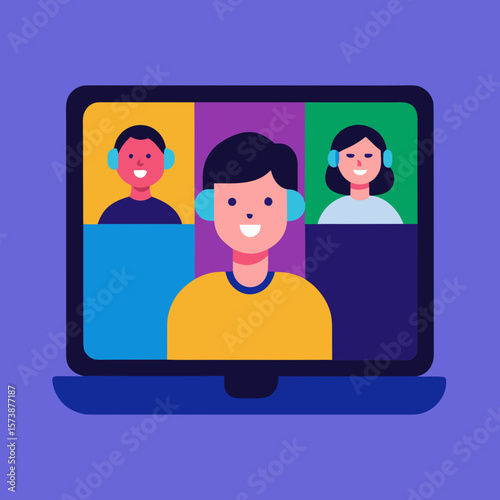 Online Meeting Display Silhouette Art