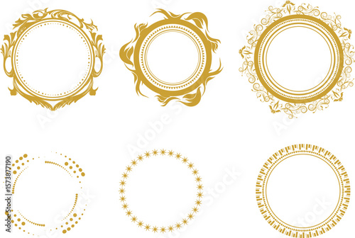 クラシック・アンティークな円・マルフレーム素材セット