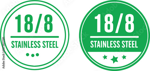 Two "18/8 STAINLESS STEEL" labels isolated on white background
