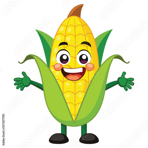 A funny, cute, yellow banana cartoon character with a happy smile, perfect for a fruit illustration vector design