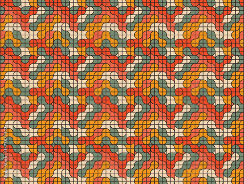 Colorful Abstract Pattern Design, Textile Art, Studio, Graphic Artwork, Vibrant Environment, Close-up View, Modern Aesthetics