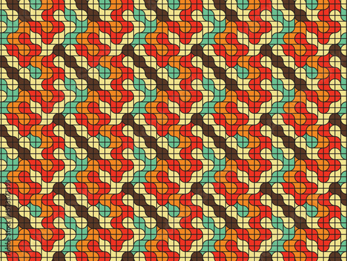 Vibrant Abstract Pattern Design, Textile Art, Digital Creation, Colorful Environment, Close-Up View, Modern Aesthetic