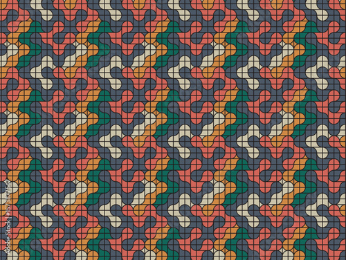 Abstract Geometric Seamless Pattern  Vibrant Color Palette and Organic Shapes Design for Textile, Fabric, and Wallpaper