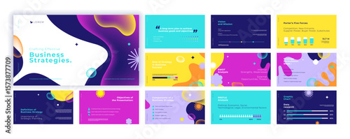 Abstract powerpoint presentation templates set, modern layout presentation background, banner template, brochure, landing page, company profile, business design package set, vector illustration.
