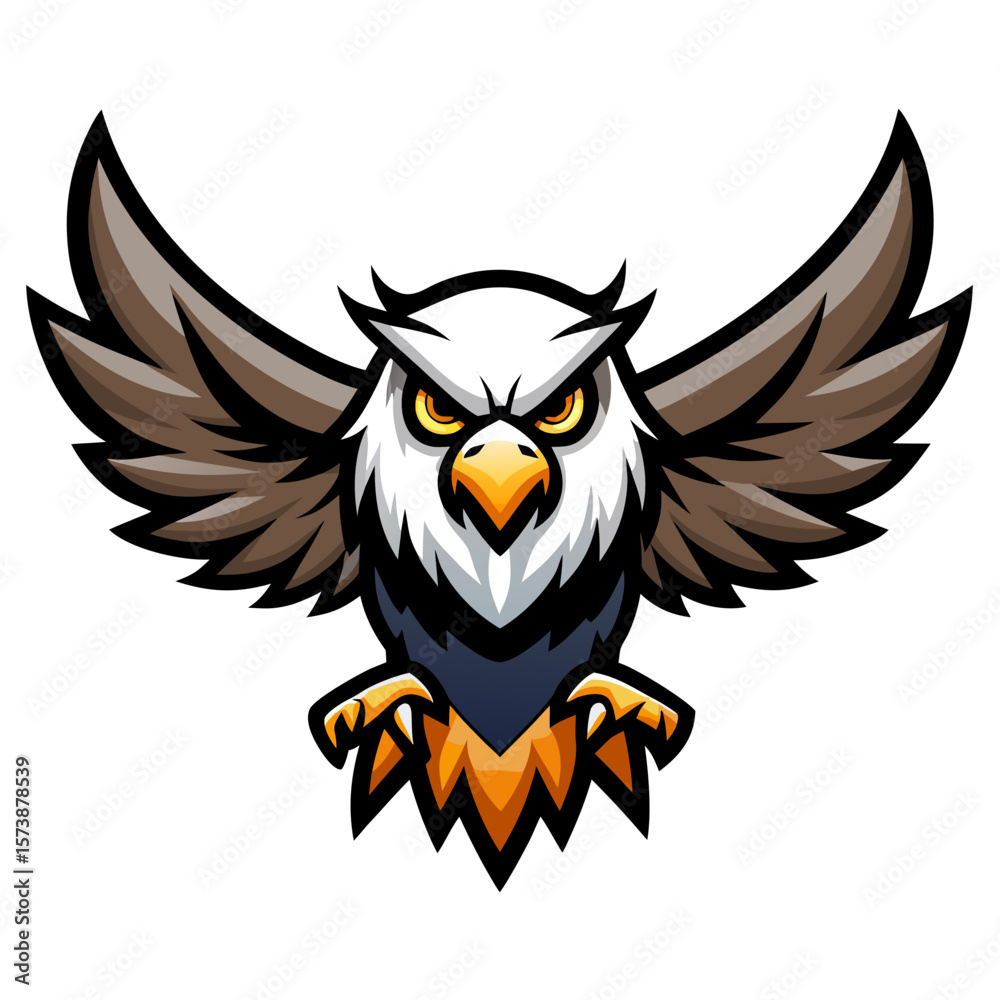 Obraz premium Aggressive eagle mascot with wings spread and sharp talons