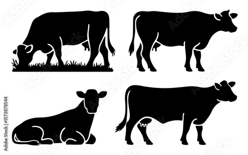 Angus Cow Silhouette Collection for Farming Scenes, Ranch Logos, and Rustic Vector Art Projects