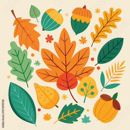 Autumn leaves seamless pattern vector illustration with fall foliage design