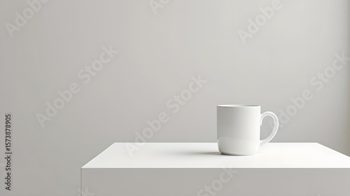 Wallpaper Mural White Mug on Minimal Table Surface
 Torontodigital.ca