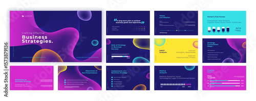 Abstract powerpoint presentation templates set, modern layout presentation background, banner template, brochure, landing page, company profile, business design package set, vector illustration.