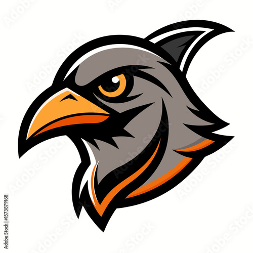Stylized aggressive hawk head mascot logo with orange accents